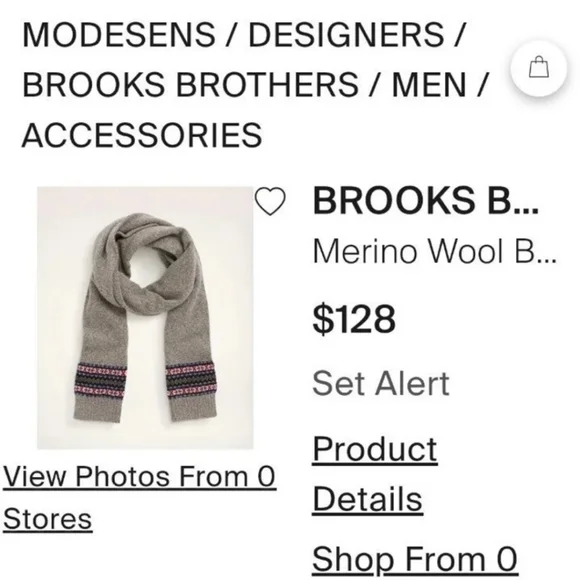 Brooks Brothers Merino Wool Fair Isle Hat & Scarf Set Grey BNWT $200 LtdEd SO